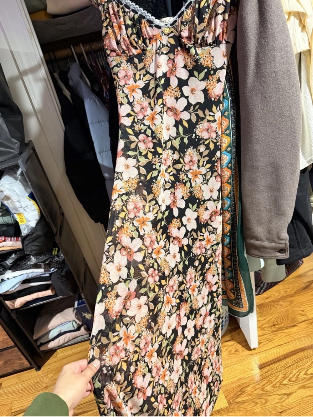 Liberty Love Black Maxi Dress with Pink Floral Print